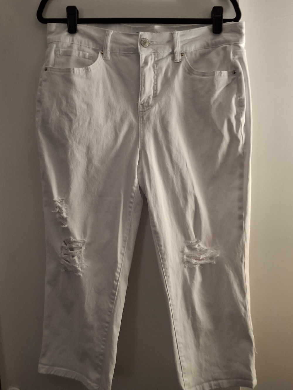 Royalty For Me Women's White Distressed Cropped Pants